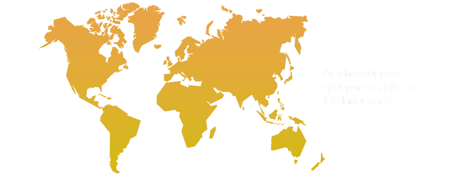 Arkchat messaging app: Corporates and institutions can chat with their employees and customers in 136 languages. Web screen