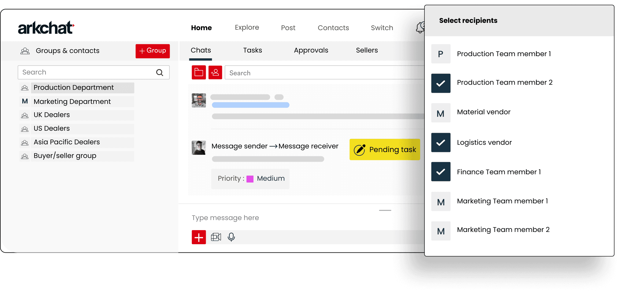 Arkchat messaging app: Manufacturers can reduce response time by collaborating with dealers vendors and customers on Arkchat. Web image